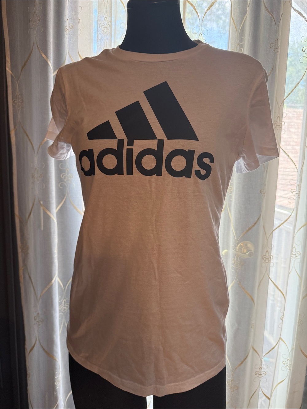 adidas White Tee with Black Logo